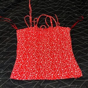 New NWT Zaba XS red and white floral tank shirt women’s